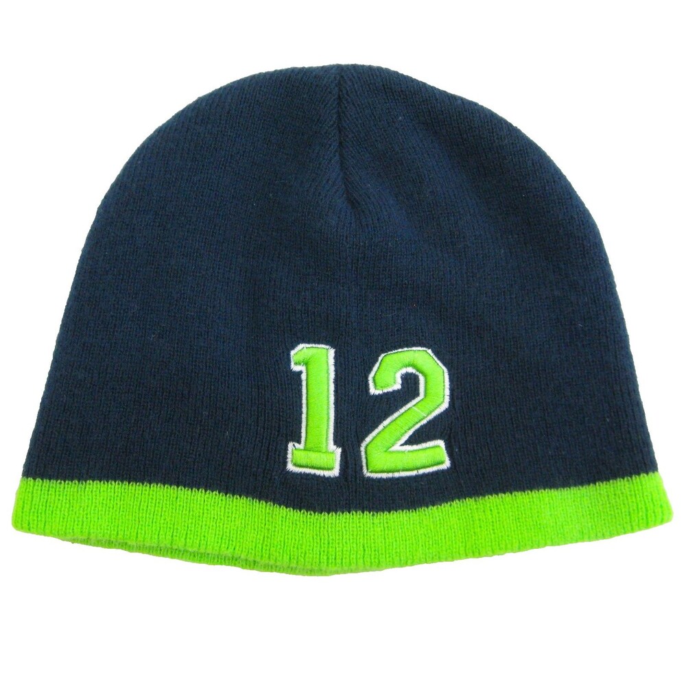 Seattle Seahawks #12 Blue Beanie Knit Hat Men Women 100% Acrylic NFL Football